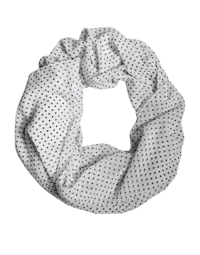 White Polka Dots Polyester Wrap Shawl Scarf-Dolce & Gabbana-LabelTerrace.com