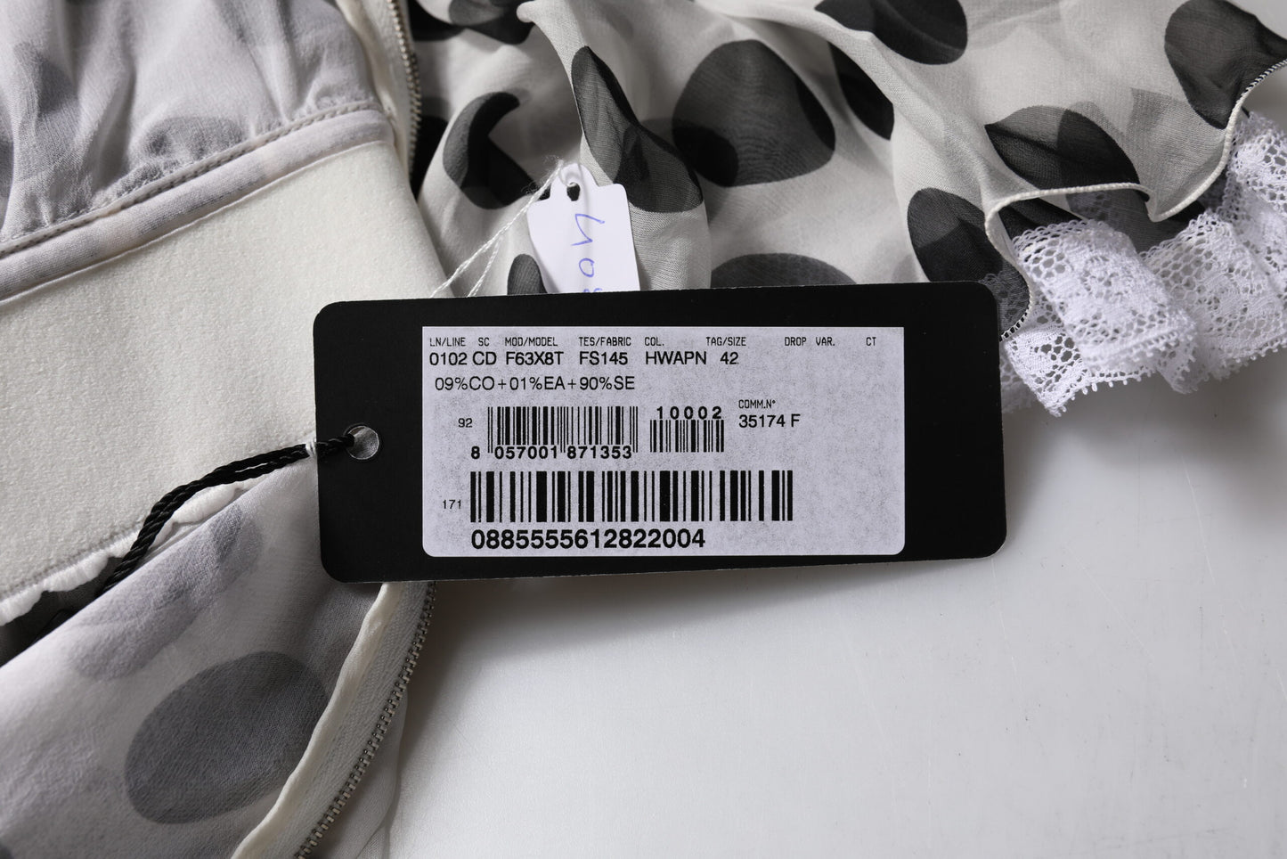 White Polka Dotted Silk Blend A-line Dress-Dolce & Gabbana-LabelTerrace.com