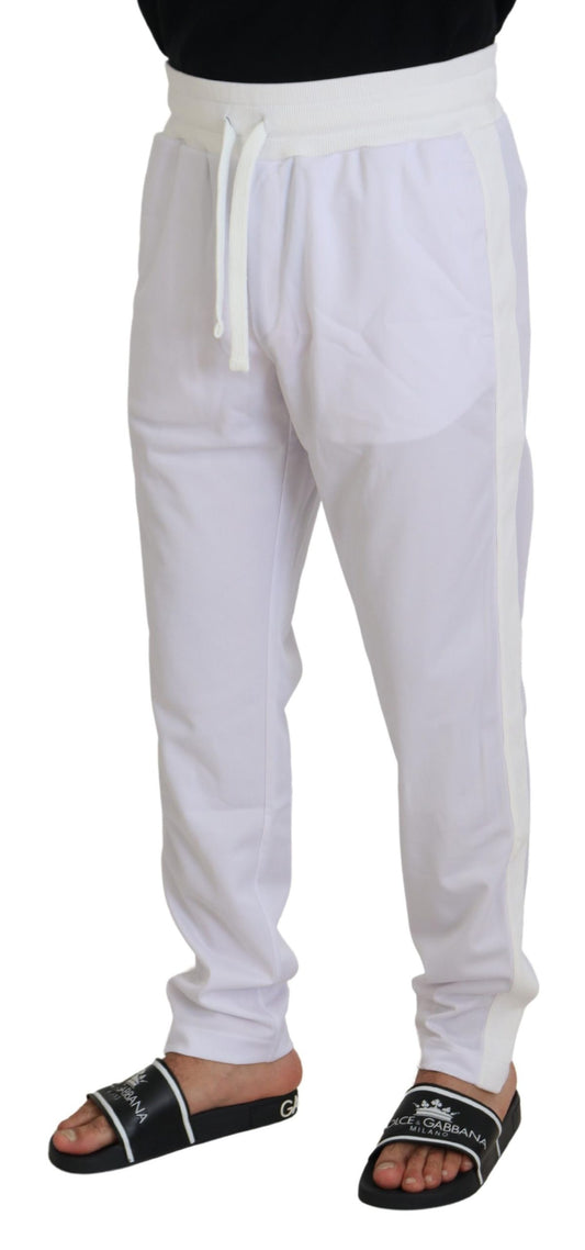 White Polyester Crown Logo Jogger Pants-Dolce & Gabbana-LabelTerrace.com