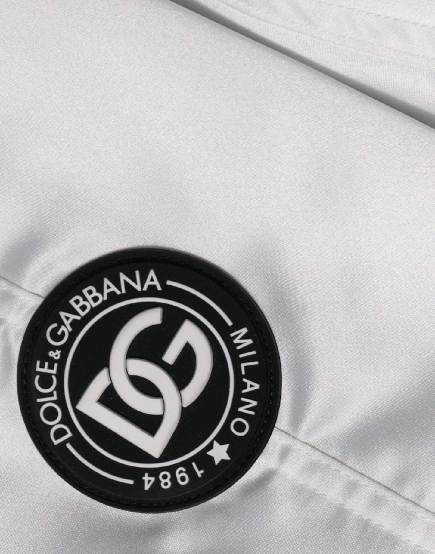 White Polyester Logo Full Zip Bomber Jacket-Dolce & Gabbana-LabelTerrace.com