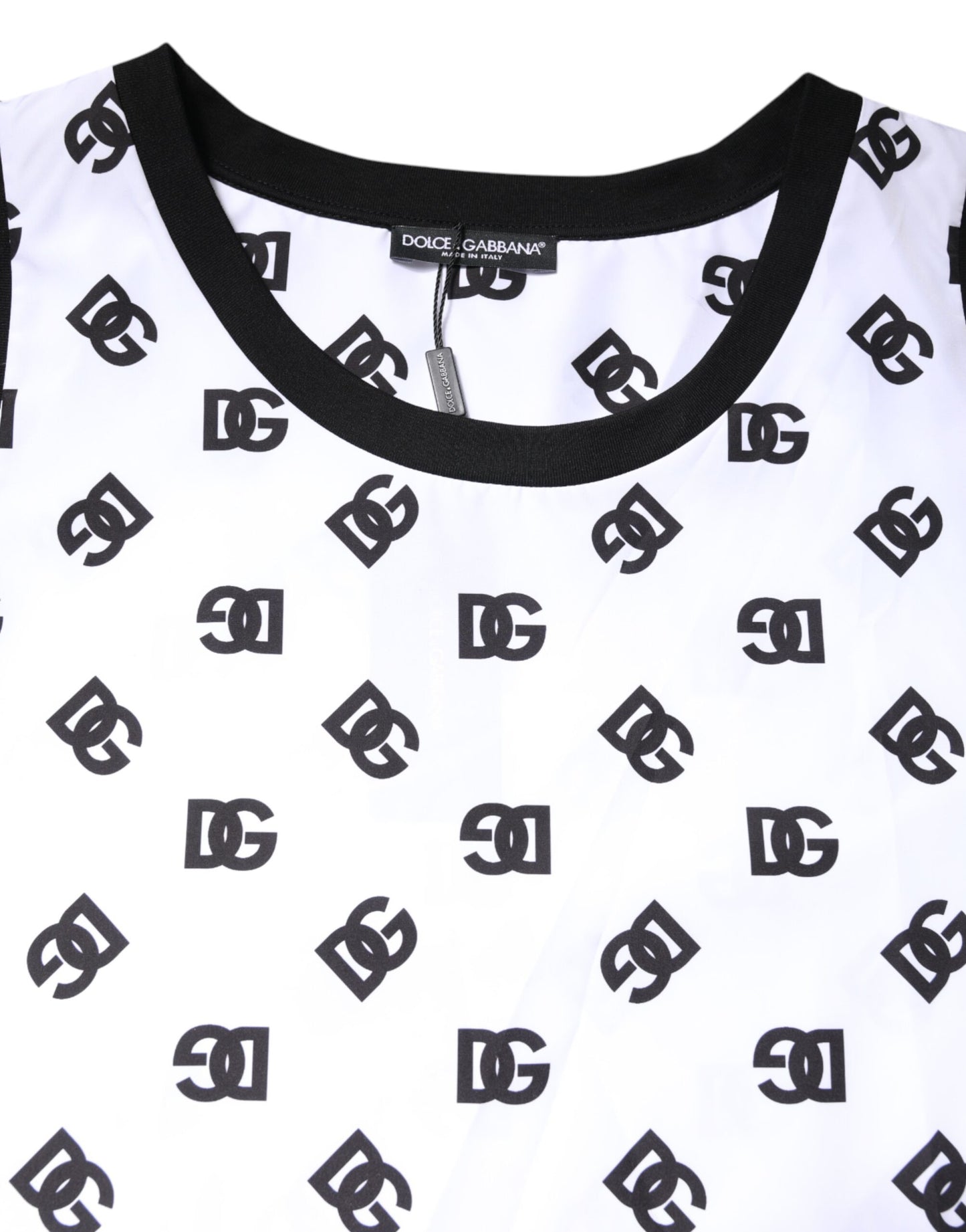 White Polyester Sleeveless DG Logo T-shirt-Dolce & Gabbana-LabelTerrace.com