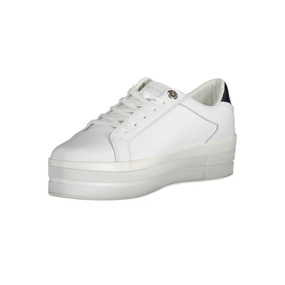 White Polyester Sneaker-Tommy Hilfiger-LabelTerrace.com