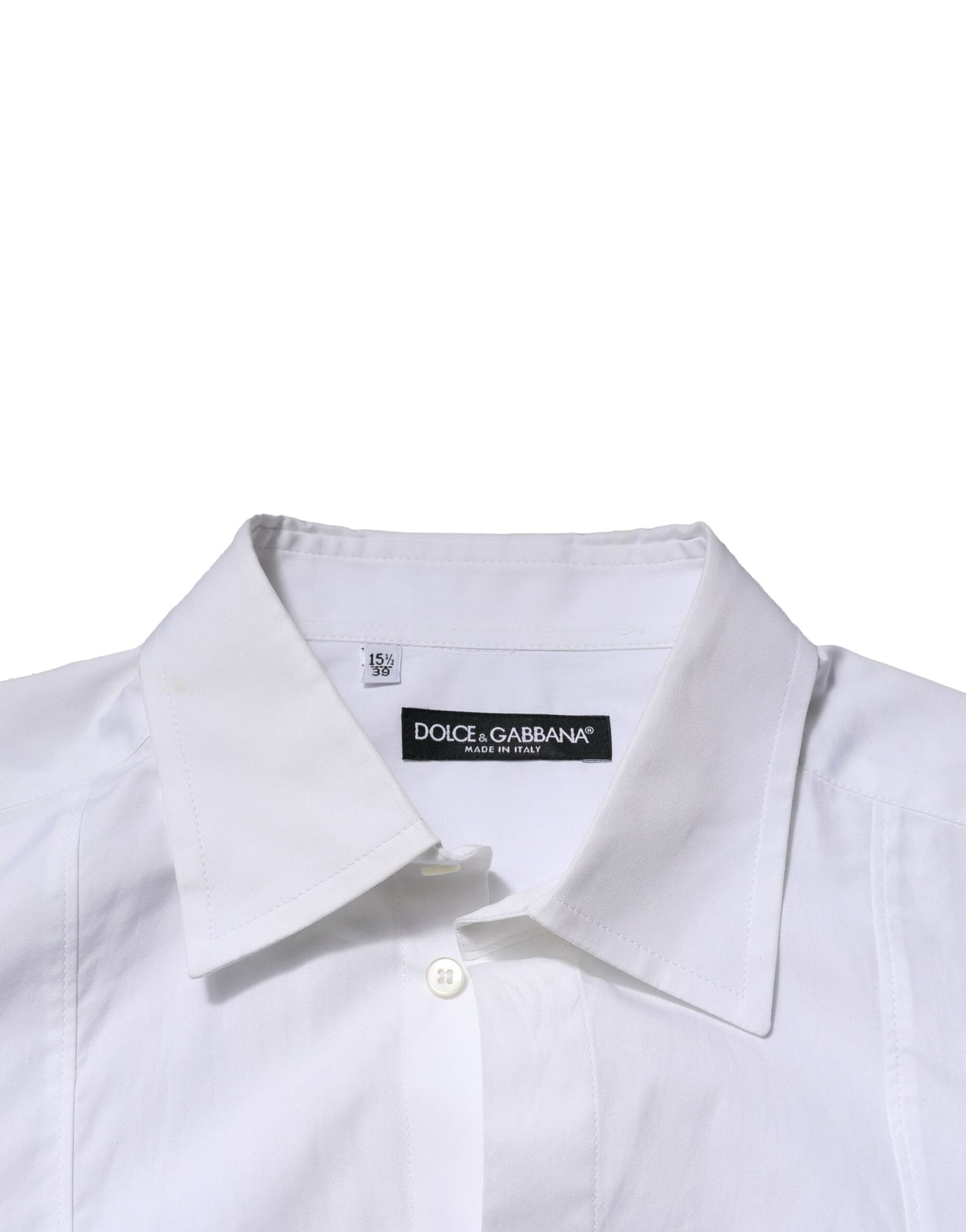White Poplin Cotton Formal Men Dress Shirt-Dolce & Gabbana-LabelTerrace.com