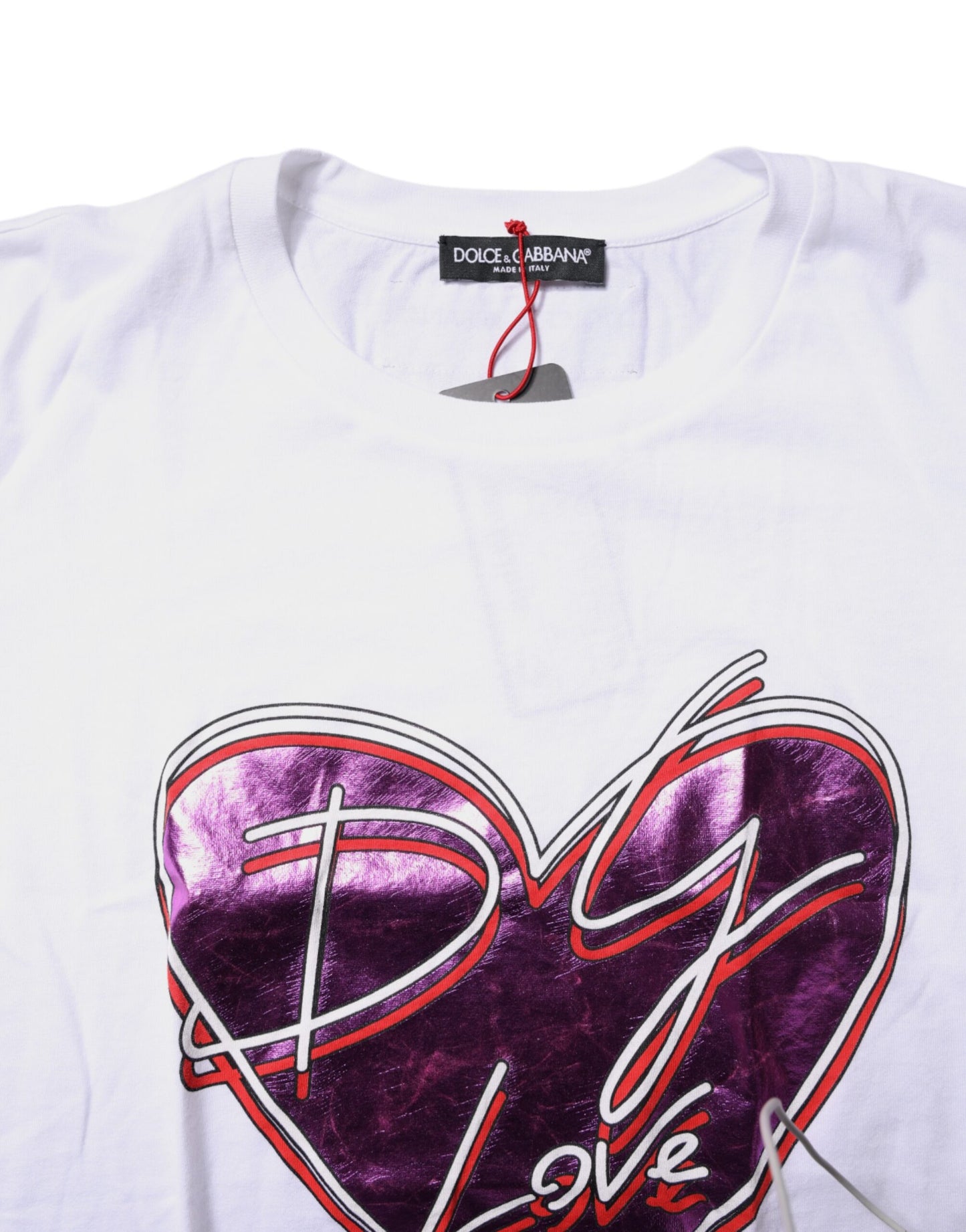 White Printed Cotton Round Neck Top T-shirt-Dolce & Gabbana-LabelTerrace.com