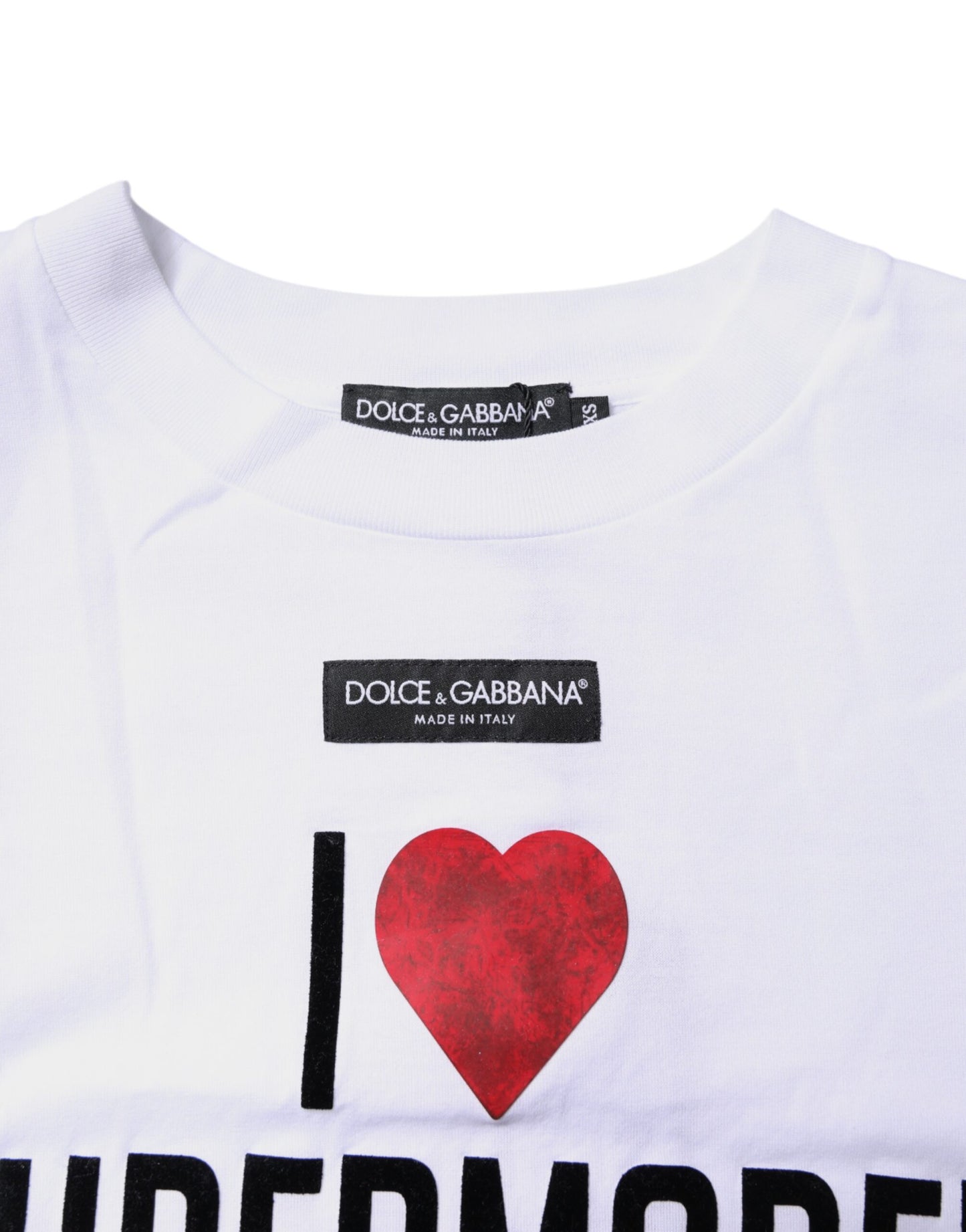 White Printed Round Neck Top Cotton T-shirt-Dolce & Gabbana-LabelTerrace.com