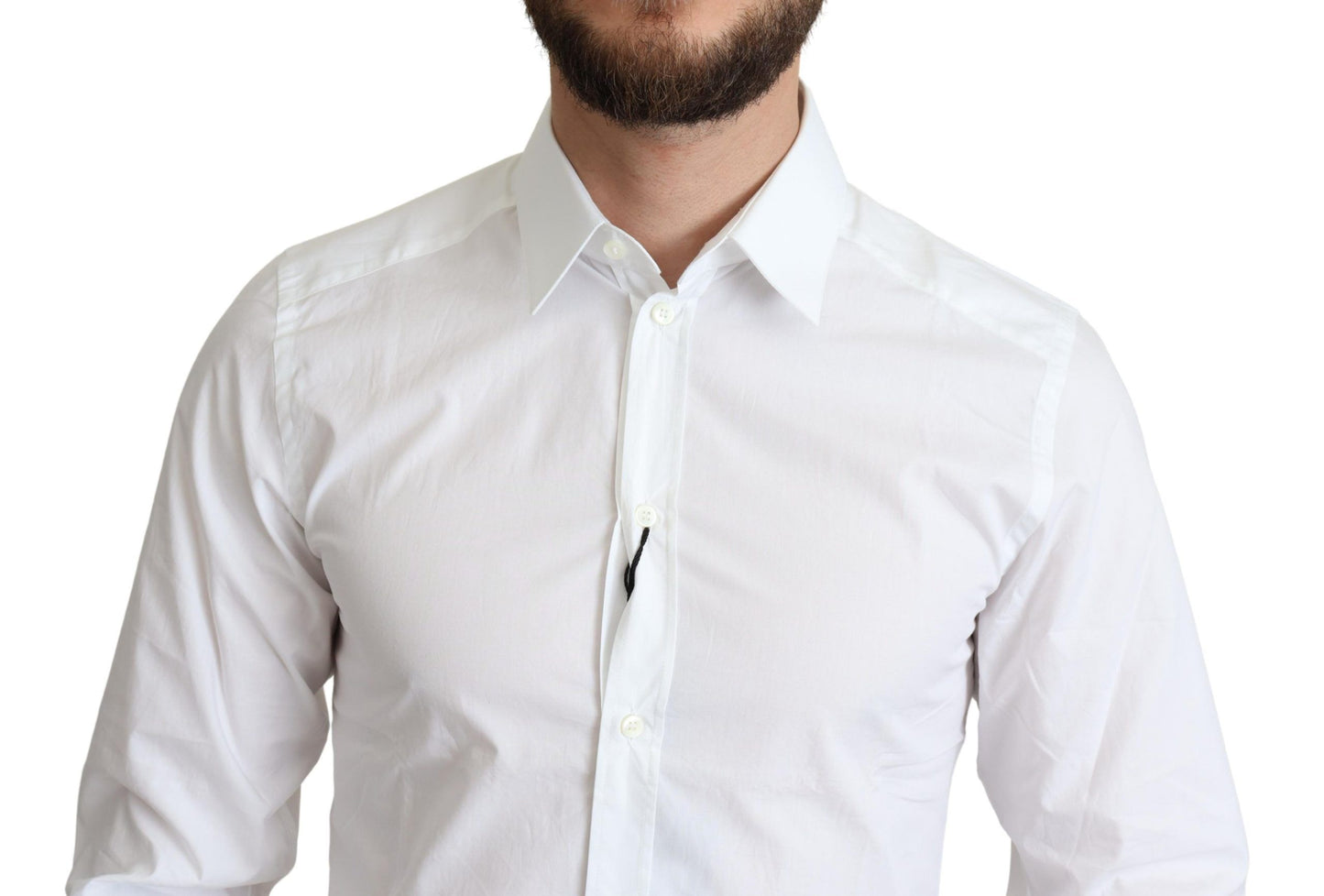White Pure Cotton Men Dress Formal Shirt-Dolce & Gabbana-LabelTerrace.com