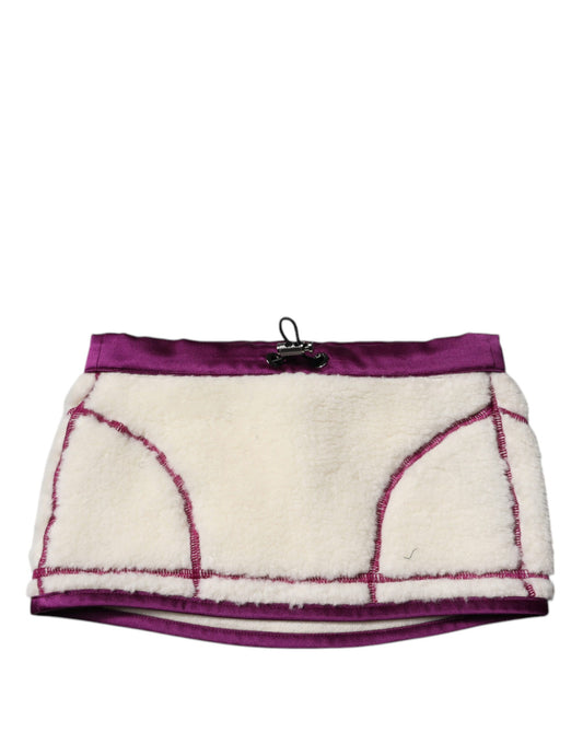 White Purple Cashmere Fleece Neck Warmer Scarf-Dolce & Gabbana-LabelTerrace.com
