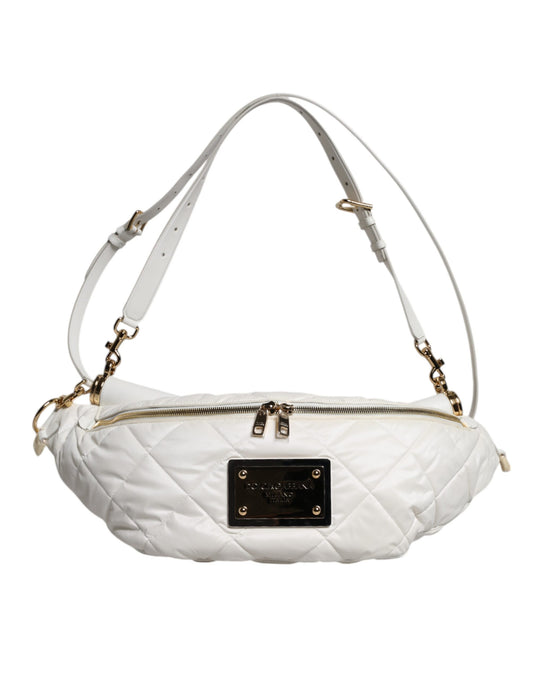 White Quilted Logo Plaque Belt Waist Fanny Pack Bag-Dolce & Gabbana-LabelTerrace.com