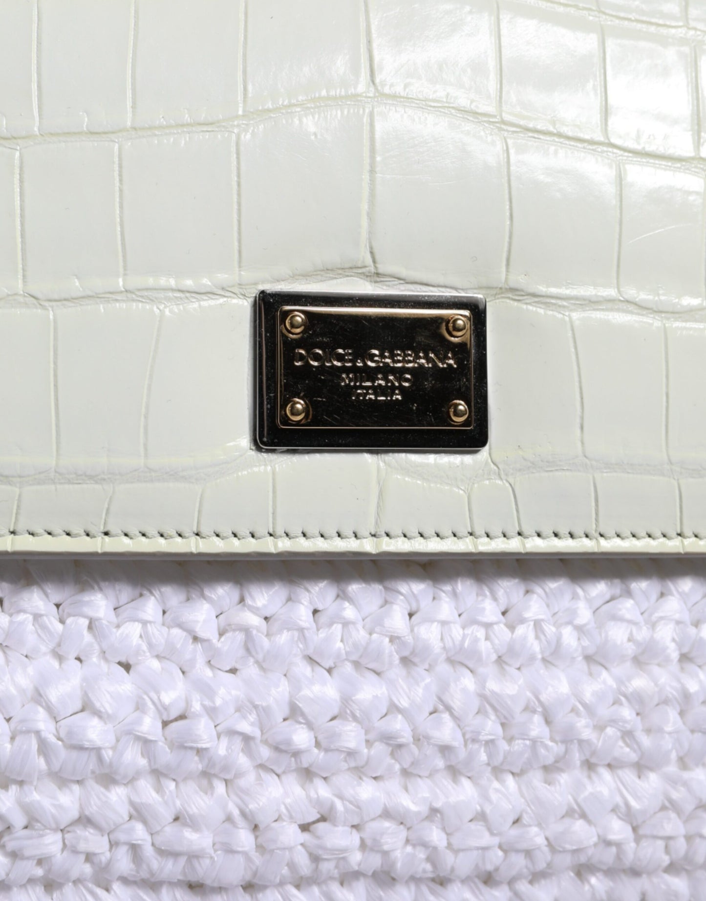 White Rafia Leather SICILY Crossbody Bag-Dolce & Gabbana-LabelTerrace.com