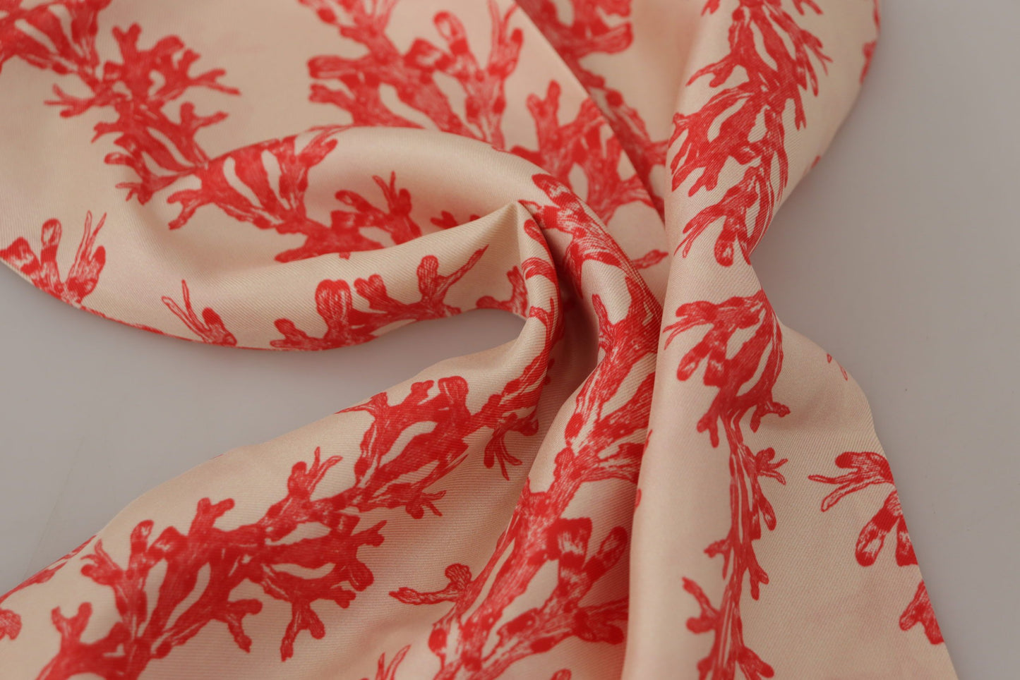 White Red Coral Print Shawl Wrap Fringe Scarf-Dolce & Gabbana-LabelTerrace.com