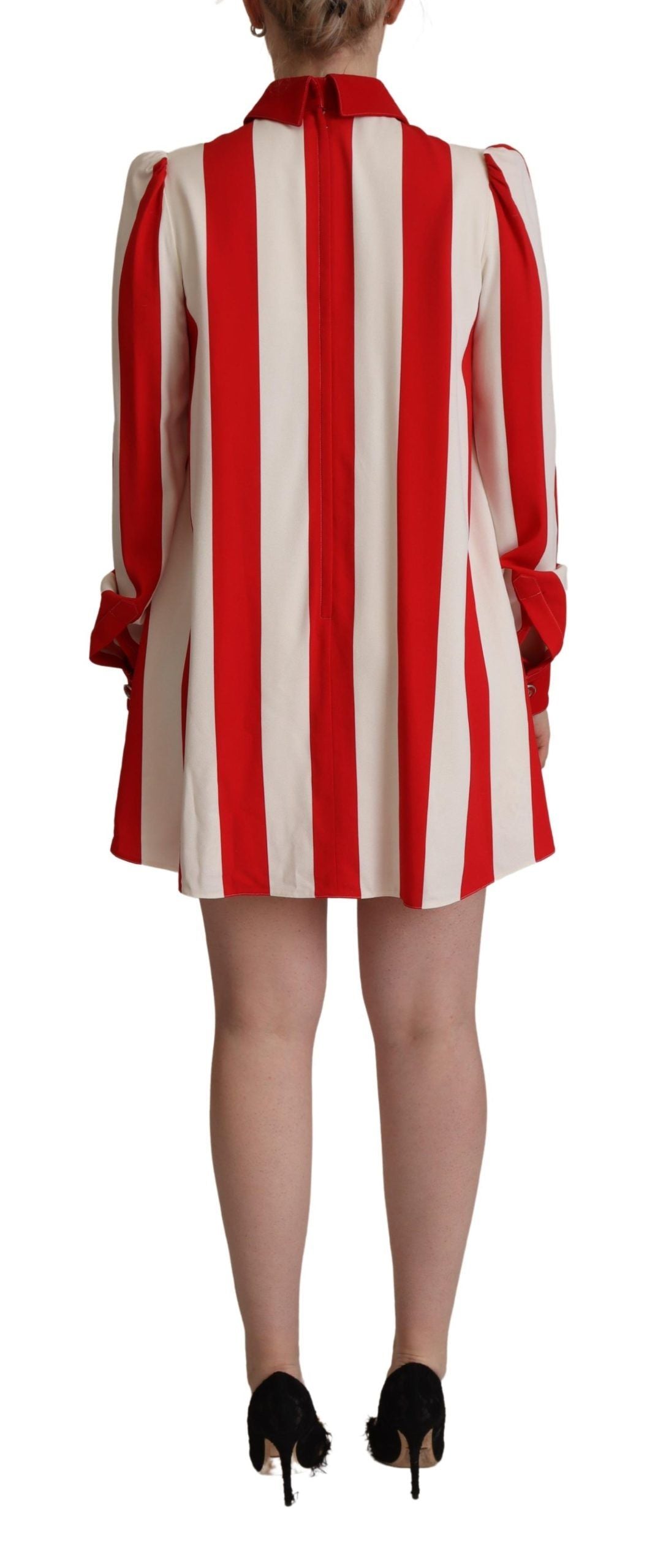 White Red Stretch Mini Shirt Gown Dress-Dolce & Gabbana-LabelTerrace.com