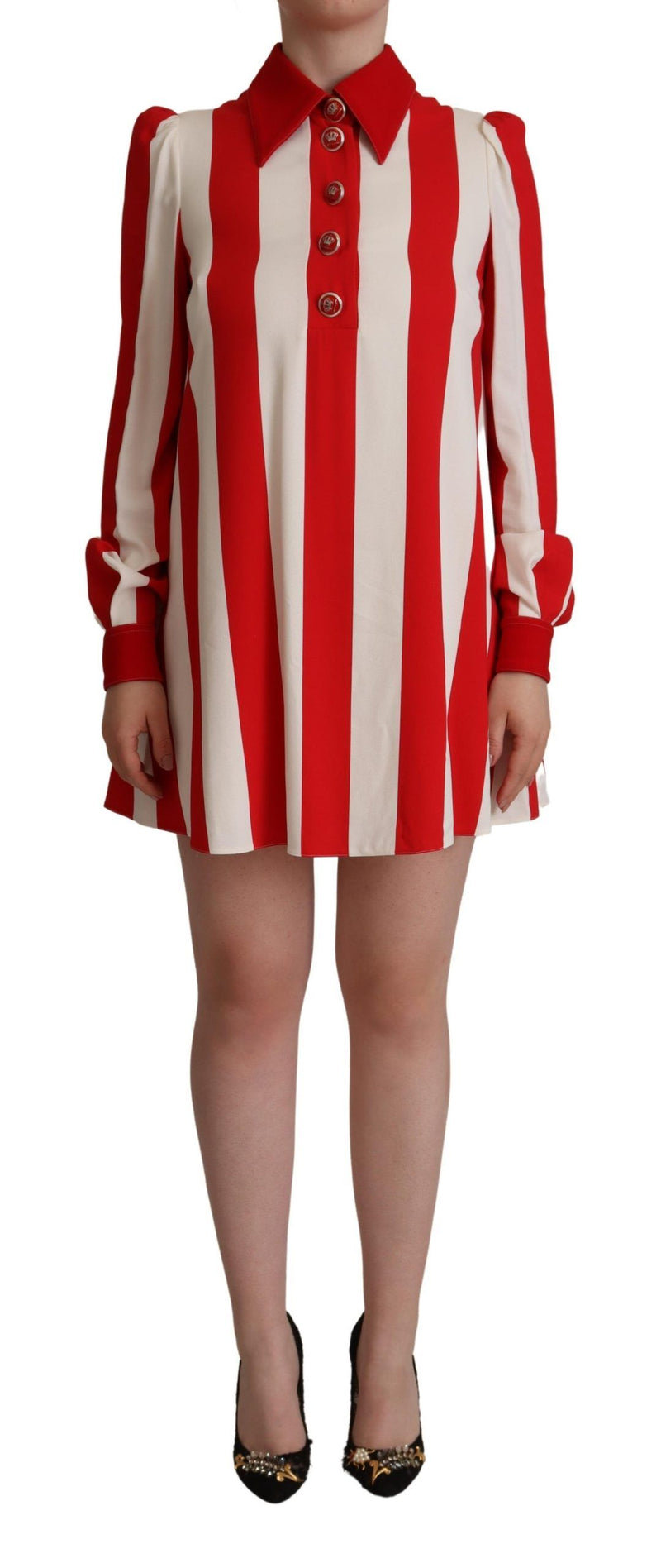 White Red Stretch Mini Shirt Gown Dress-Dolce & Gabbana-LabelTerrace.com