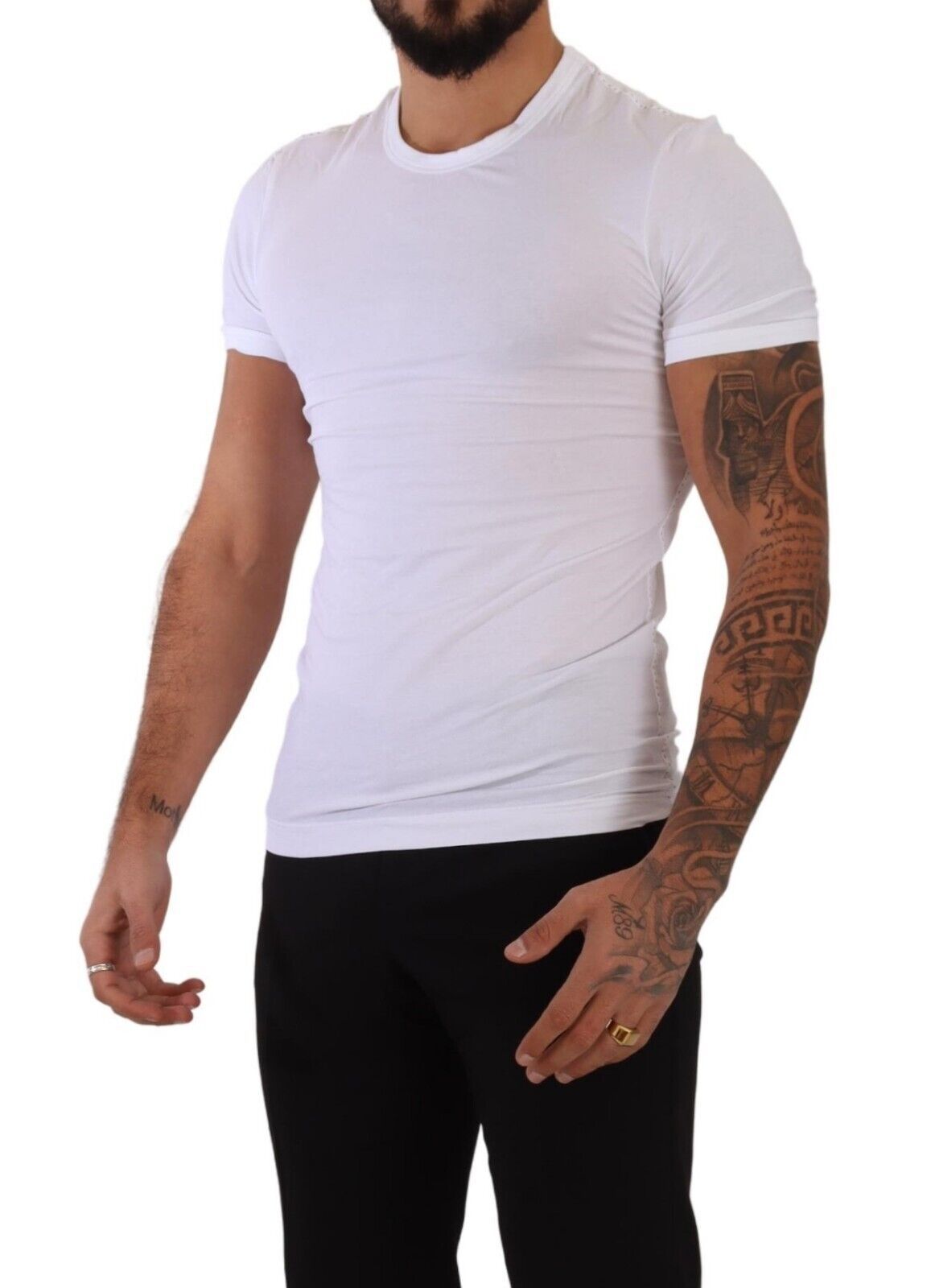 White Round Neck Cotton Stretch T-shirt Underwear-Dolce & Gabbana-LabelTerrace.com