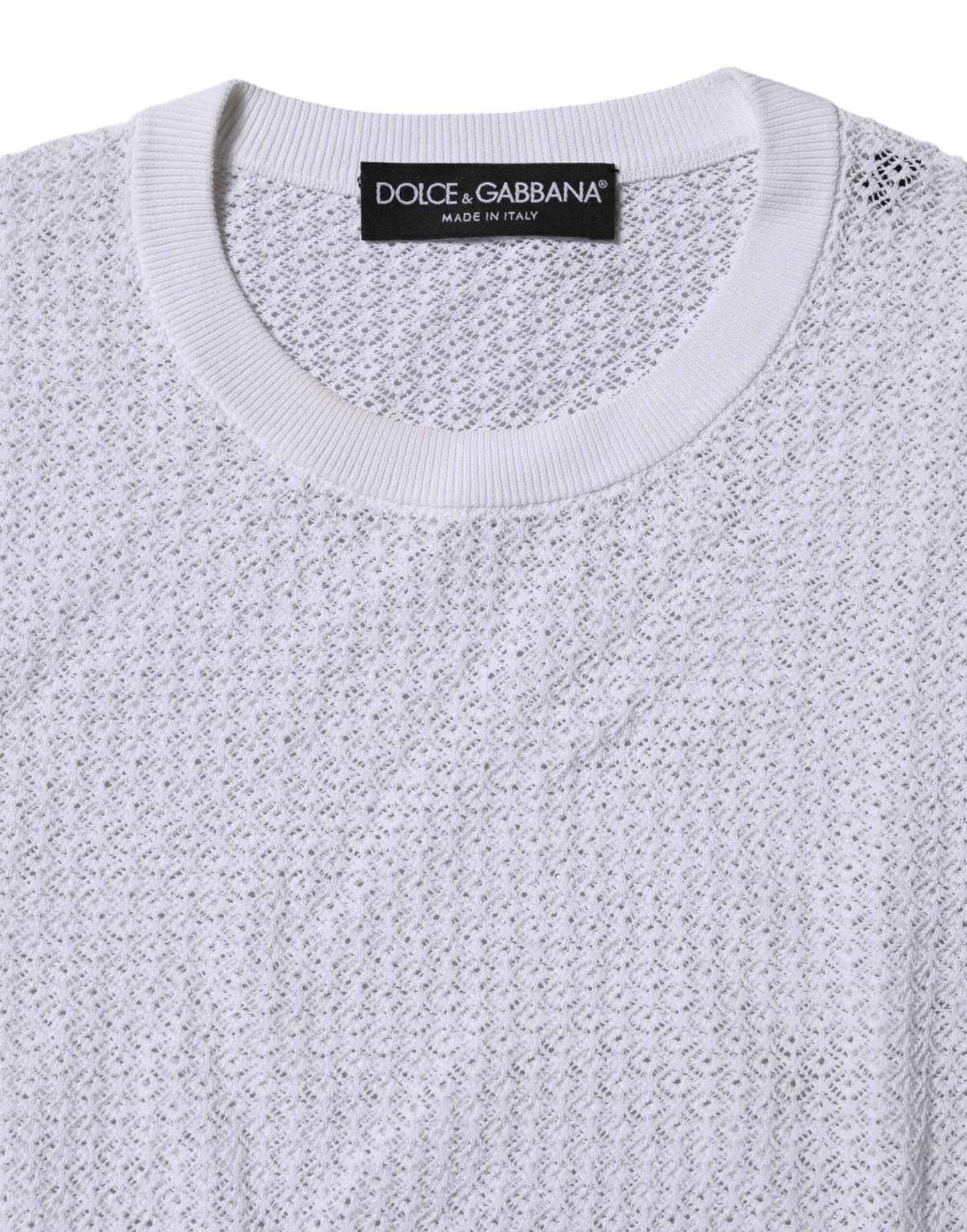 White Round Neck Long Sleeves Pullover Top-Dolce & Gabbana-LabelTerrace.com