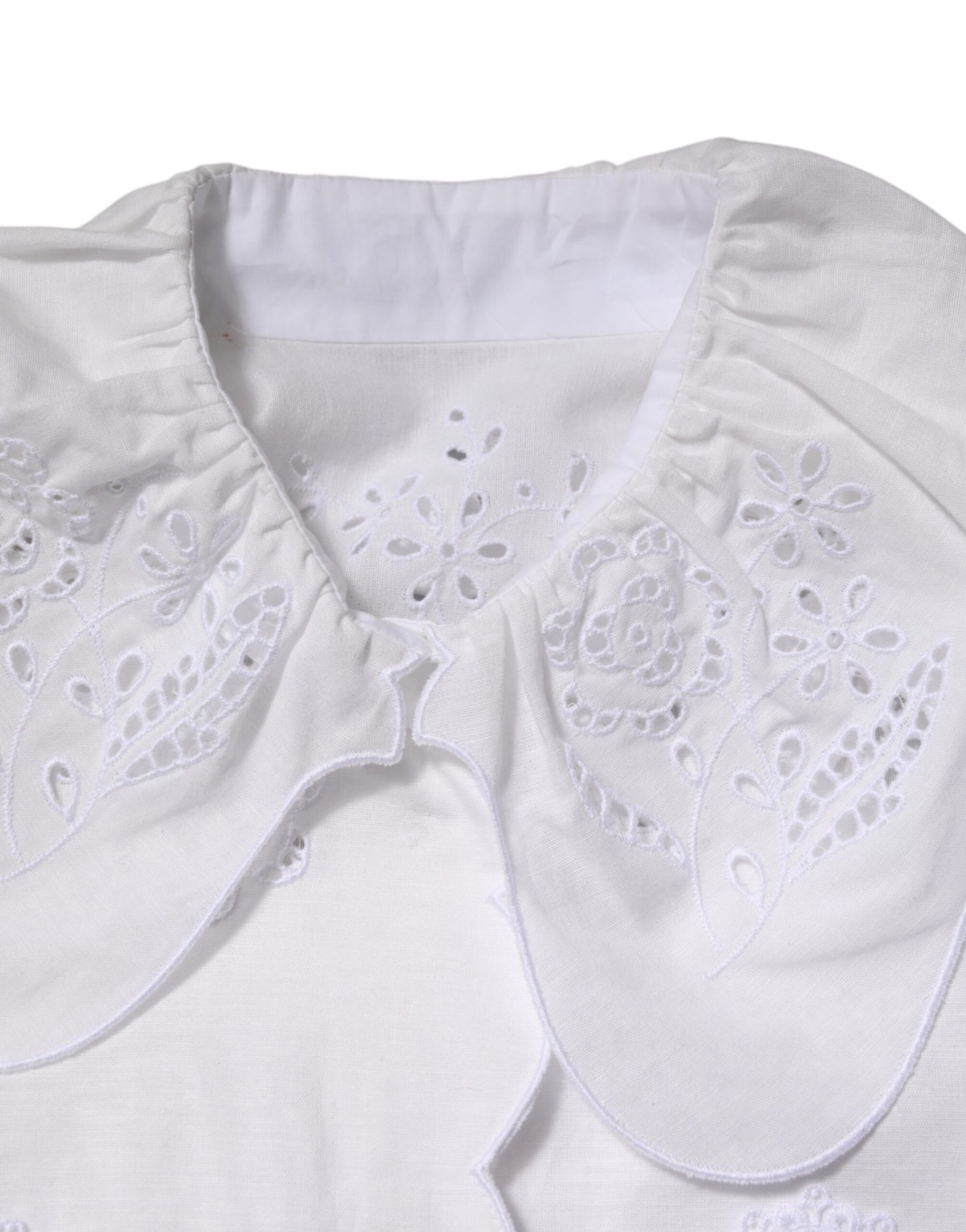 White Ruffled Lace Embellished Blouse Top-Dolce & Gabbana-LabelTerrace.com