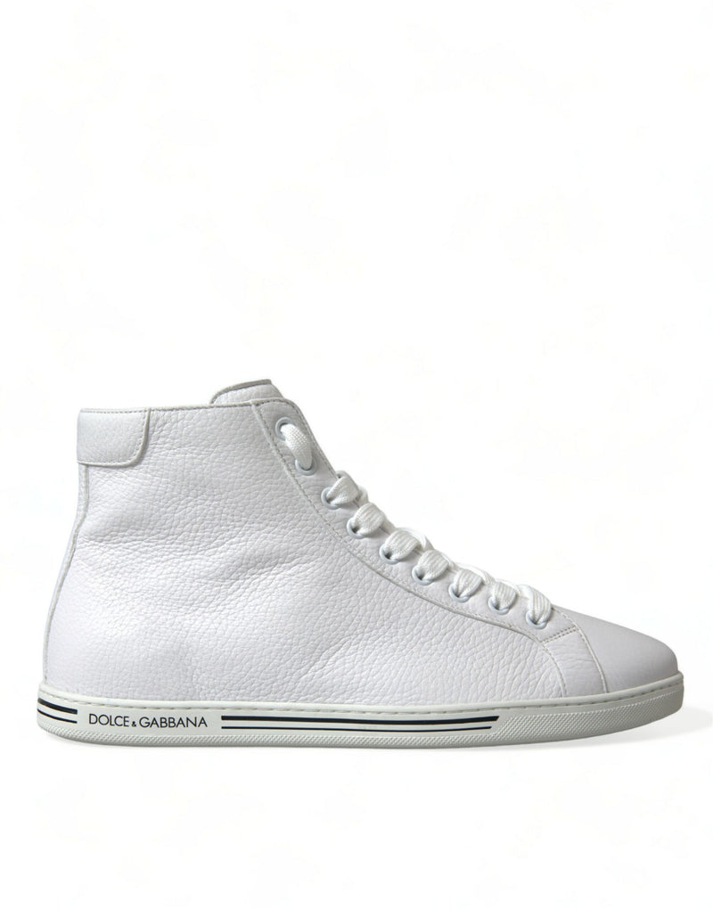White Saint Tropez High Top Men Sneakers Shoes-Dolce & Gabbana-LabelTerrace.com