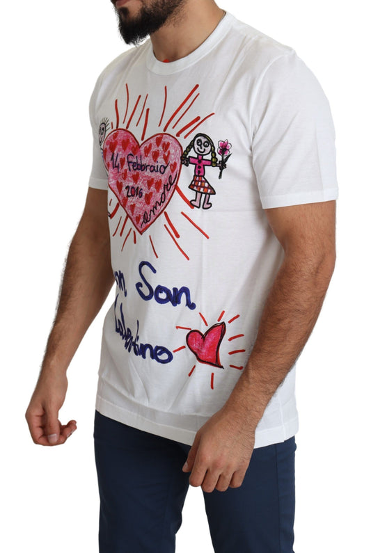 White Saint Valentine Hearts Print Men T-shirt-Dolce & Gabbana-LabelTerrace.com