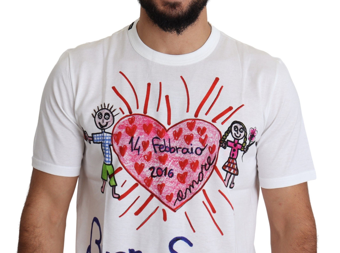 White Saint Valentine Hearts Print Men T-shirt-Dolce & Gabbana-LabelTerrace.com