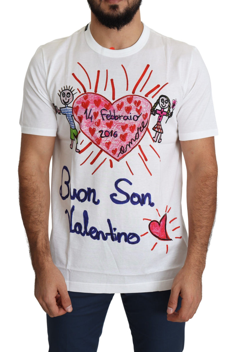 White Saint Valentine Hearts Print Men T-shirt-Dolce & Gabbana-LabelTerrace.com