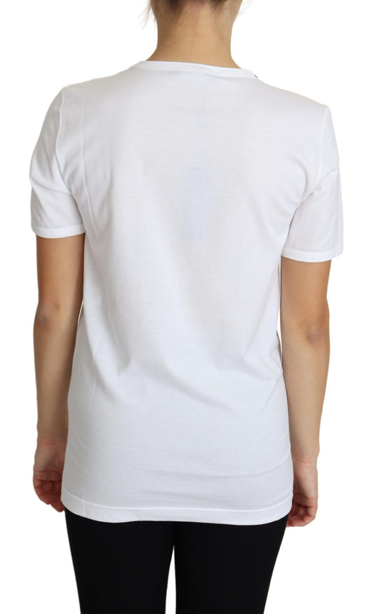 White San Valentino Heart Crystals T-shirt Top-Dolce & Gabbana-LabelTerrace.com