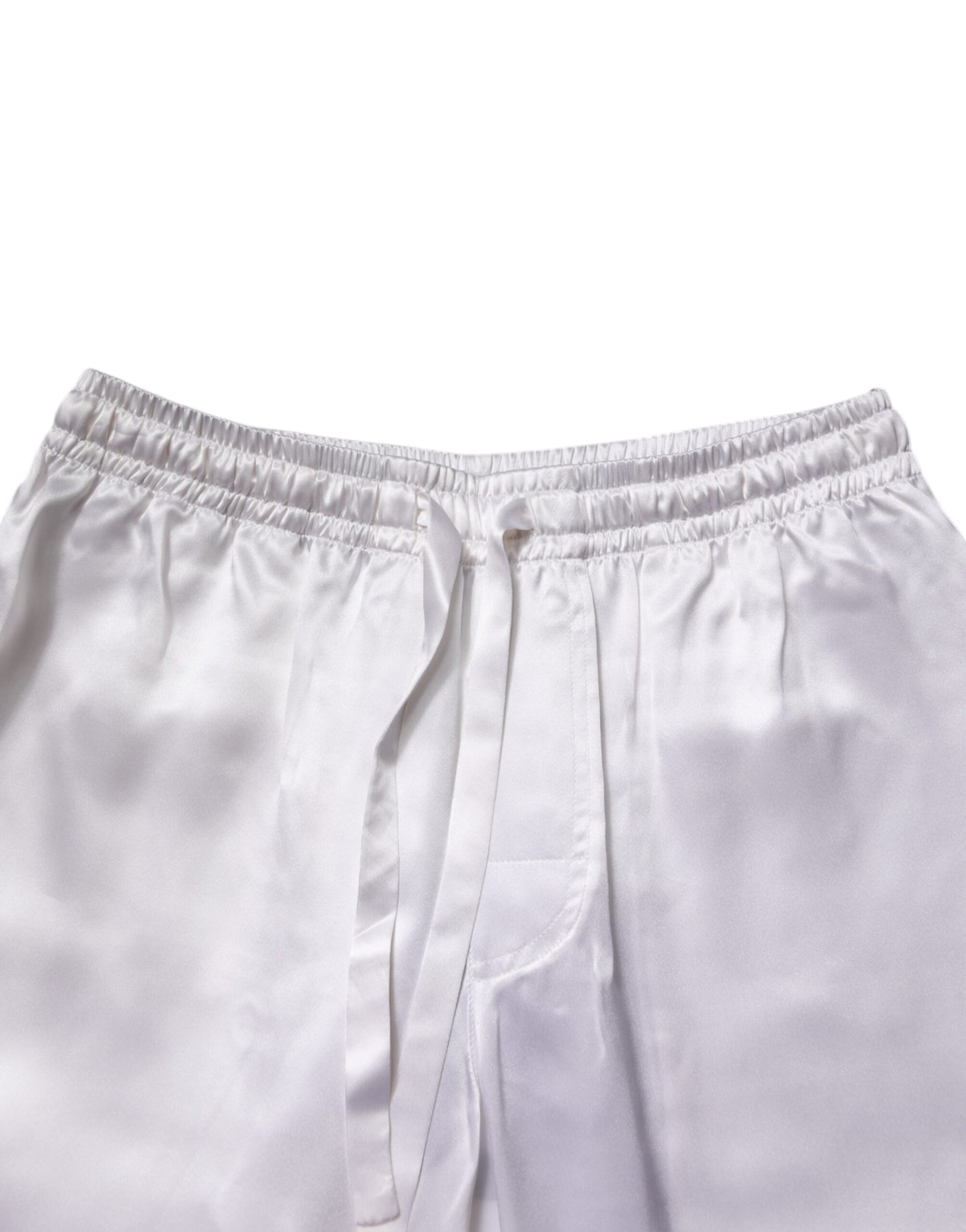 White Satin Silk Men Pajama Set Sleepwear-Dolce & Gabbana-LabelTerrace.com