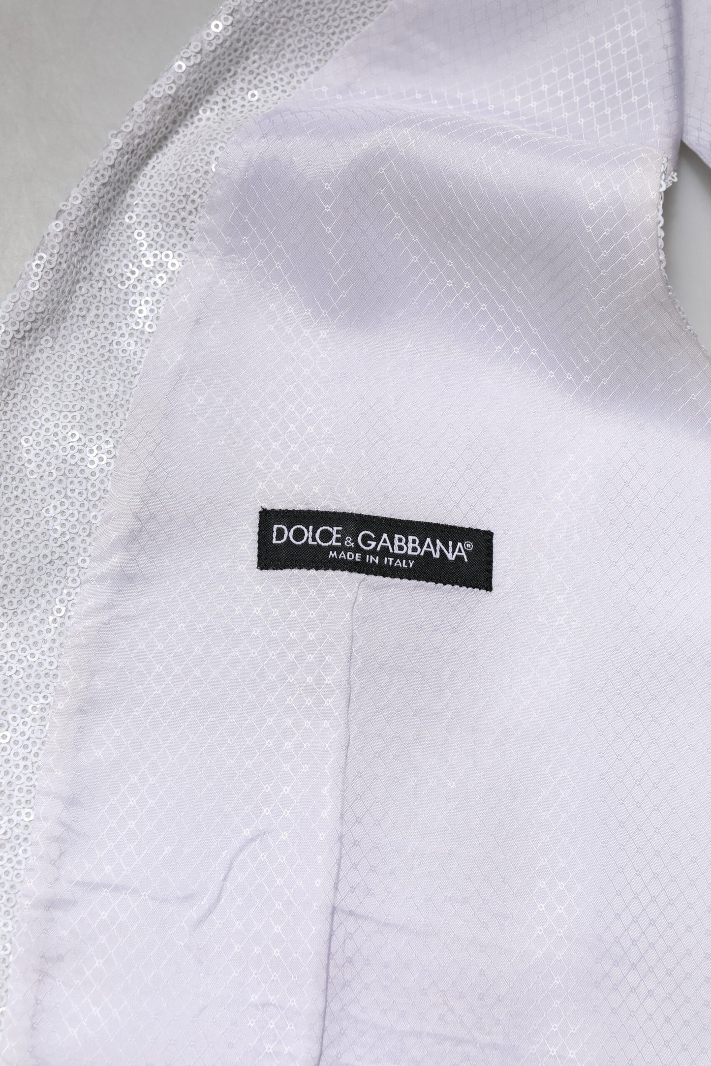 White Sequined Dress Formal Waistcoat Vest-Dolce & Gabbana-LabelTerrace.com