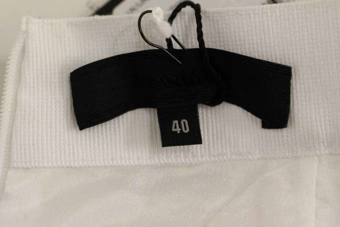 White Sequined Straight Pencil Skirt-Koonhor-LabelTerrace.com