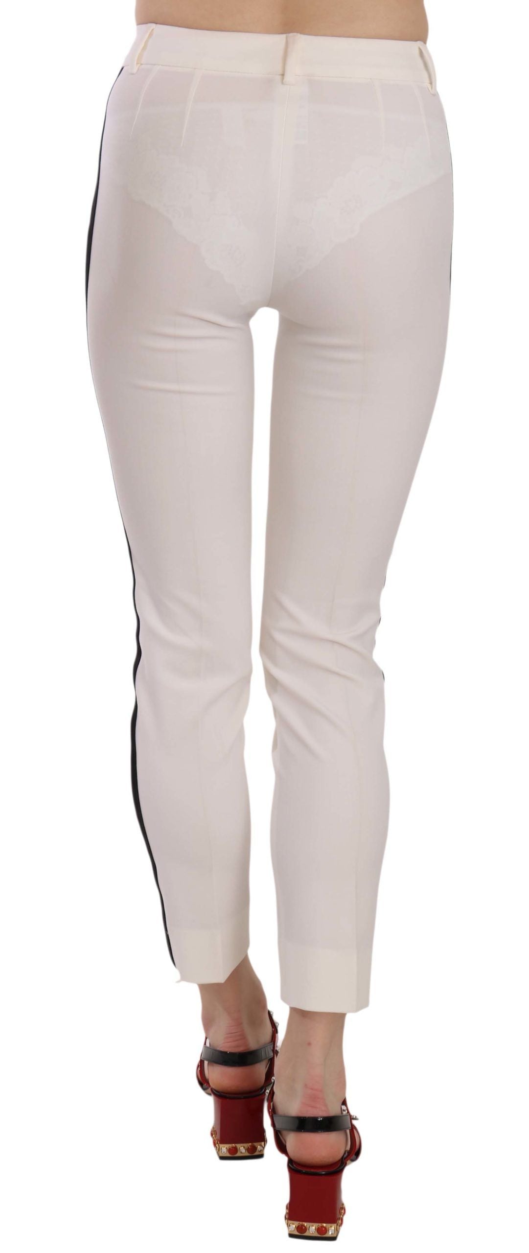 White Side Stripe Cropped Skinny Pants-Dolce & Gabbana-LabelTerrace.com