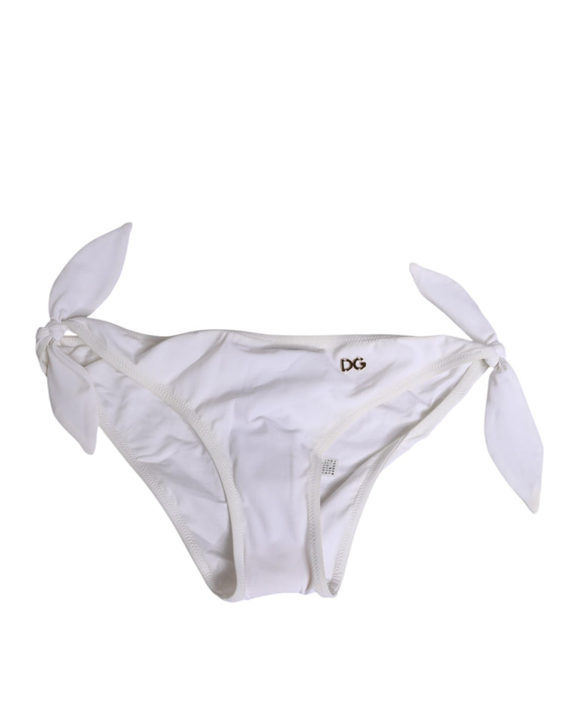 White Side Tie Logo Bikini Bottom Underwear-Dolce & Gabbana-LabelTerrace.com