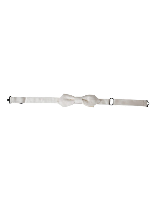 White Silk Adjustable Neck Men Papillon Bow Tie-Dolce & Gabbana-LabelTerrace.com