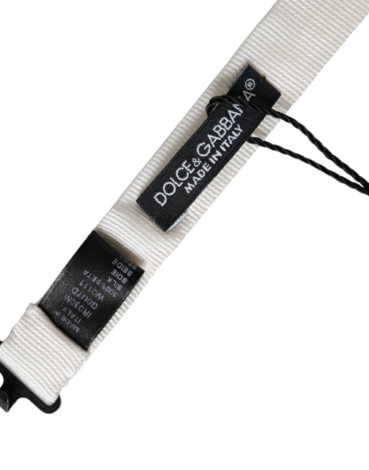 White Silk Adjustable Neck Men Papillon Bow Tie-Dolce & Gabbana-LabelTerrace.com