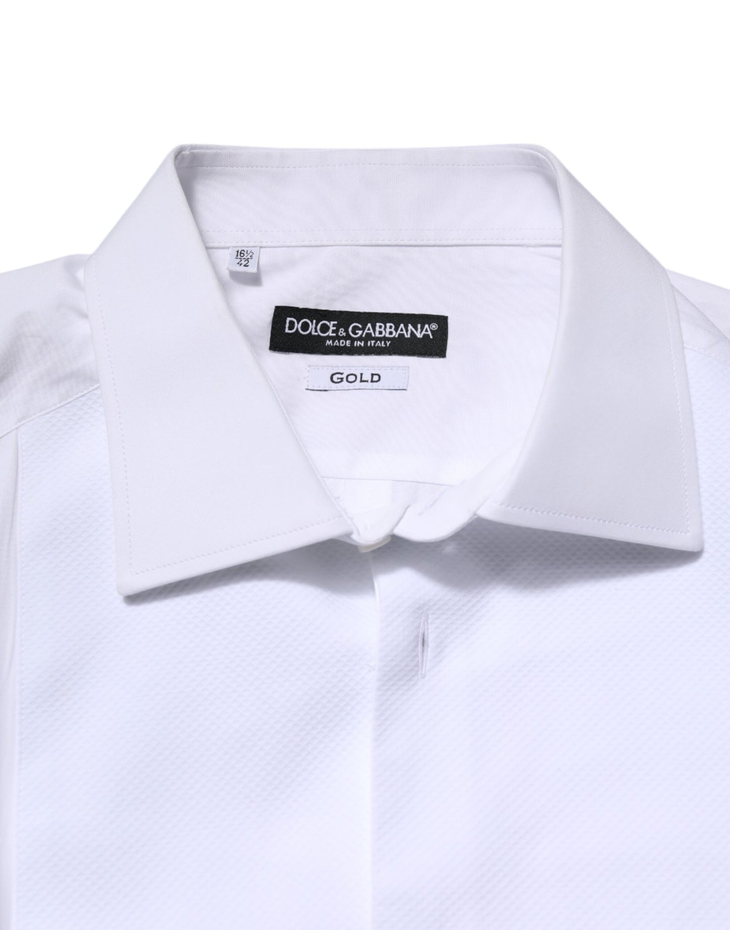 White Silk Bib Poplin GOLD Men Formal Shirt-Dolce & Gabbana-LabelTerrace.com