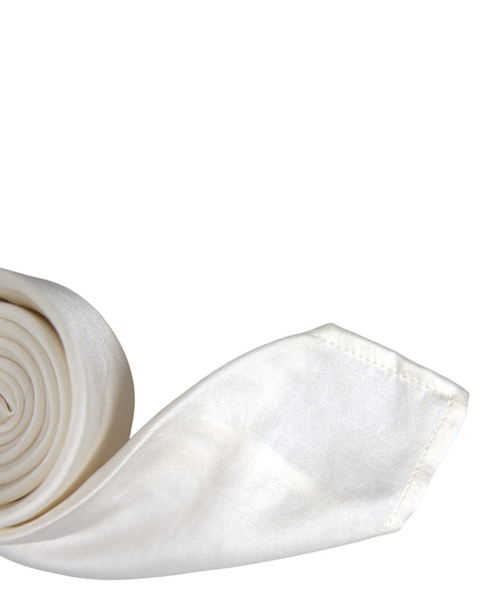 White Silk Blend Adjustable Tie Men-Dolce & Gabbana-LabelTerrace.com
