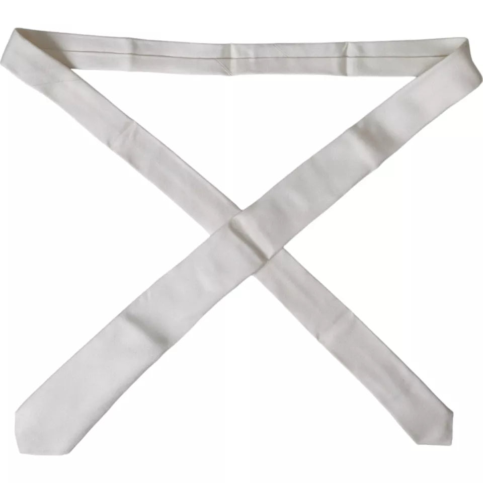 White Silk Classic Adjustable Men Tie-Dolce & Gabbana-LabelTerrace.com