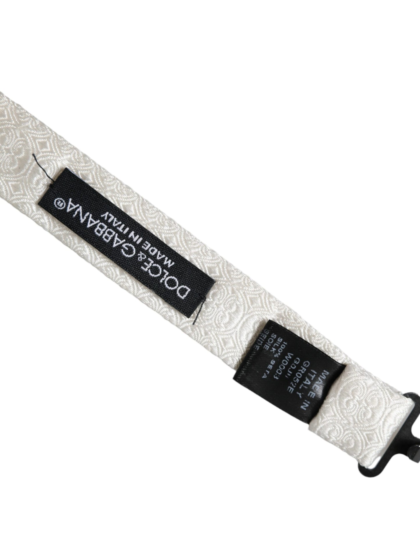 White Silk Patterned Adjustable Neck Men Papillon Bow Tie-Dolce & Gabbana-LabelTerrace.com