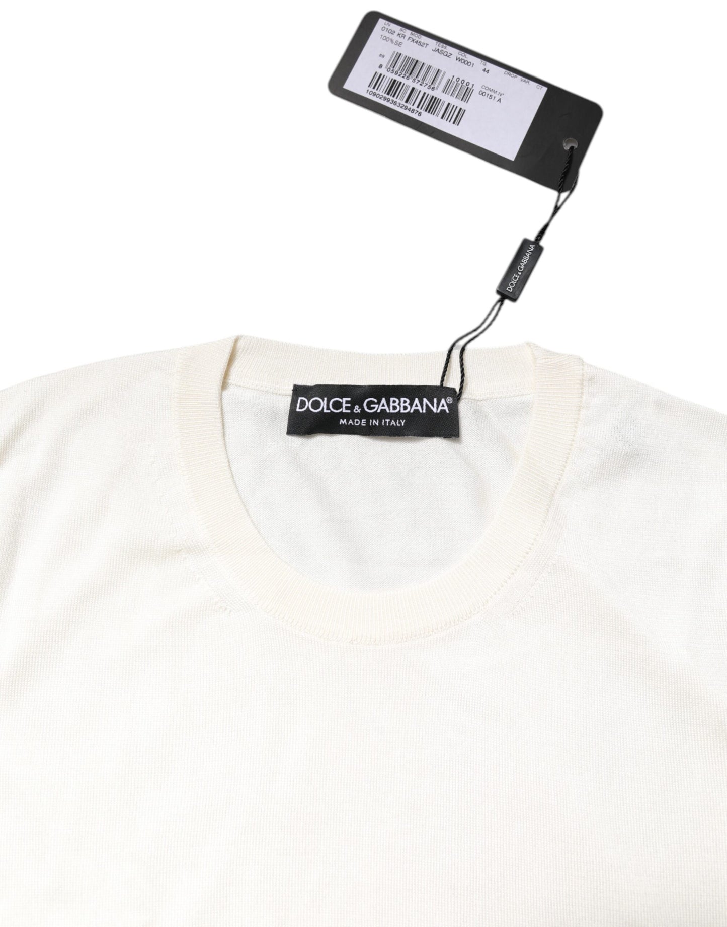 White Silk Round Neck Sleeveless Tank Top-Dolce & Gabbana-LabelTerrace.com