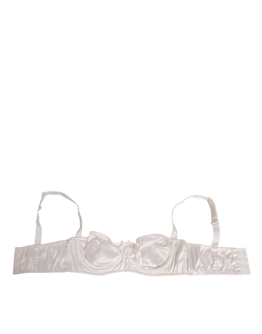 White Silk Satin Balconnet Lingerie Bra Underwear-Dolce & Gabbana-LabelTerrace.com