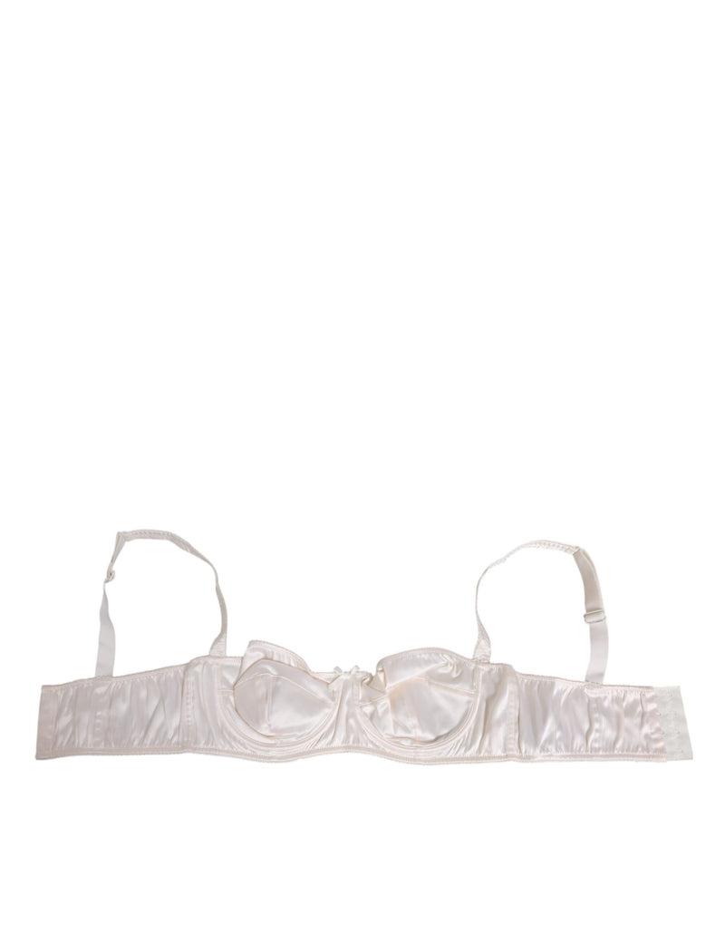 White Silk Satin Balconnet Lingerie Bra Underwear-Dolce & Gabbana-LabelTerrace.com