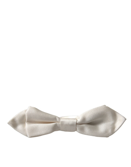 White Silk Slim Adjustable Neck Papillon Bow Tie-Dolce & Gabbana-LabelTerrace.com