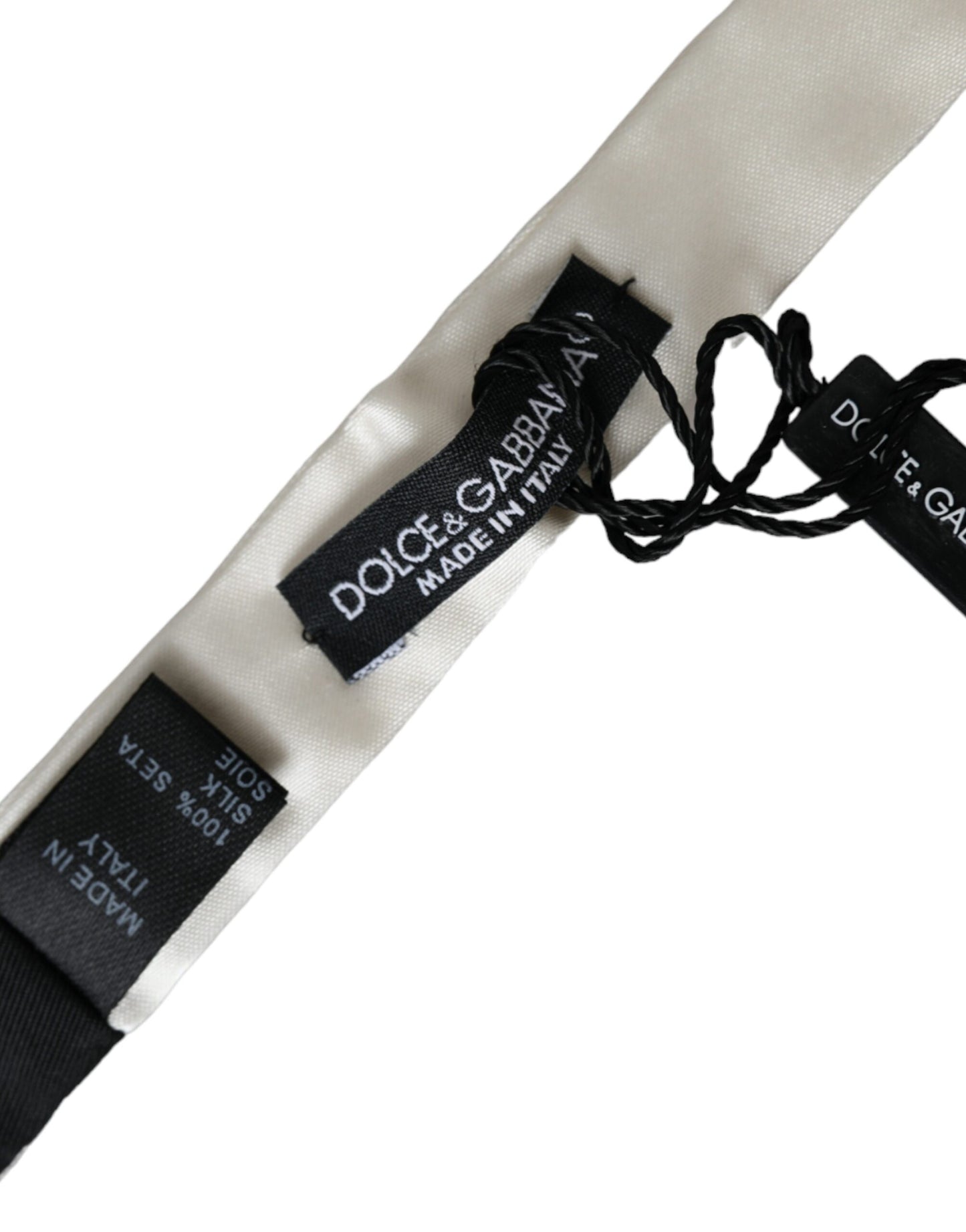 White Silk Slim Skinny Necktie Men Bow Tie-Dolce & Gabbana-LabelTerrace.com