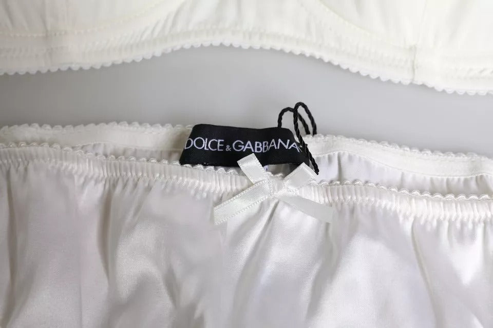 White Silk Stretch Panty Balconette Bra Underwear-Dolce & Gabbana-LabelTerrace.com