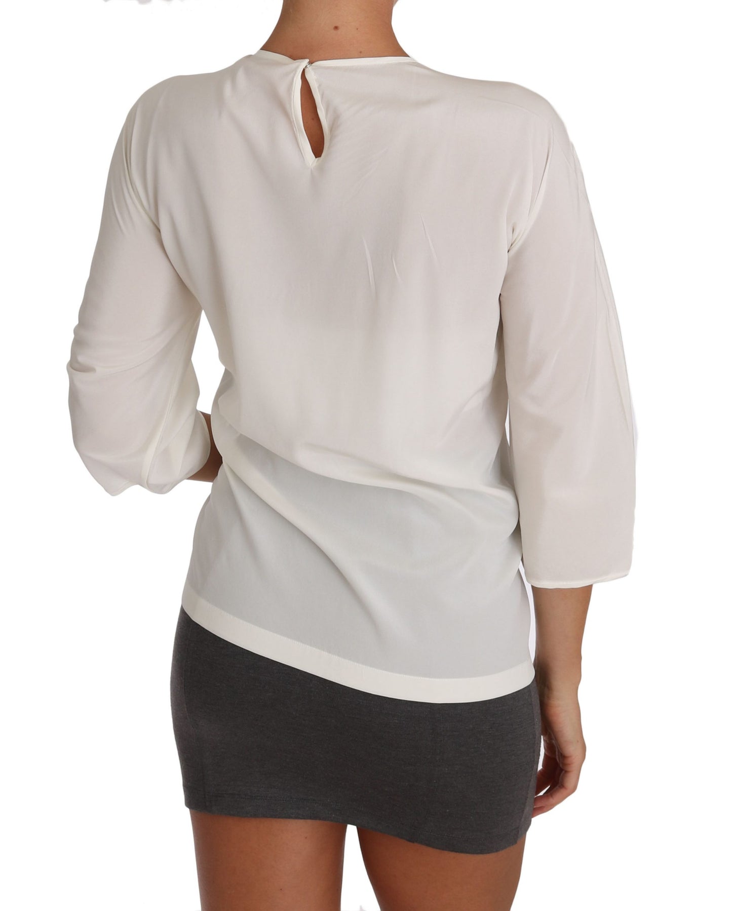White Silk #dgfamily Blouse T-shirt-Dolce & Gabbana-LabelTerrace.com