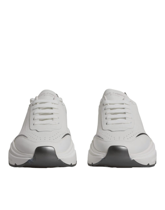 White Silver DAYMASTER Leather Sneakers Shoes-Dolce & Gabbana-LabelTerrace.com