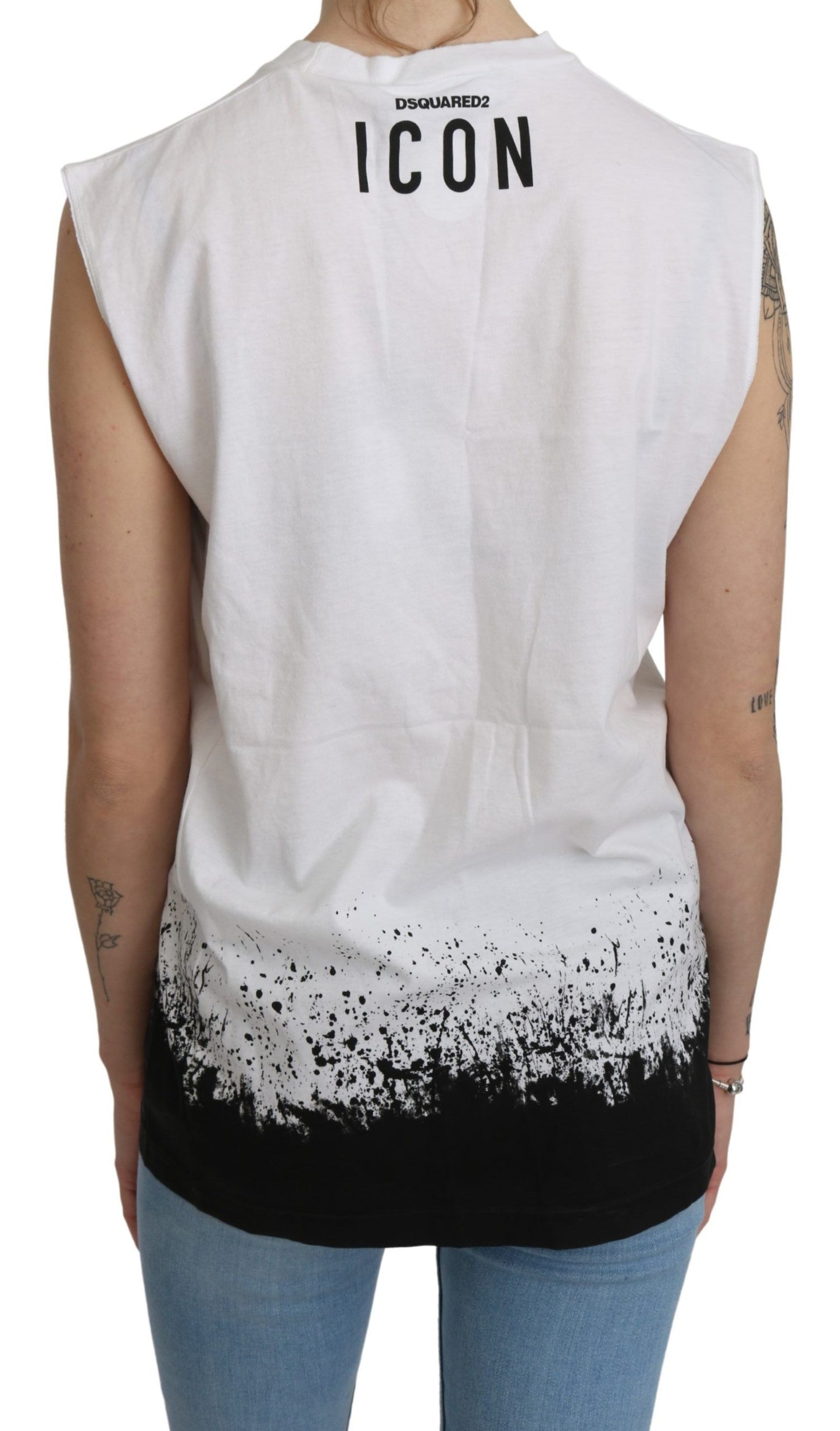 White Sleeveless T-shirt Tank Cotton Top-Dsquared²-LabelTerrace.com