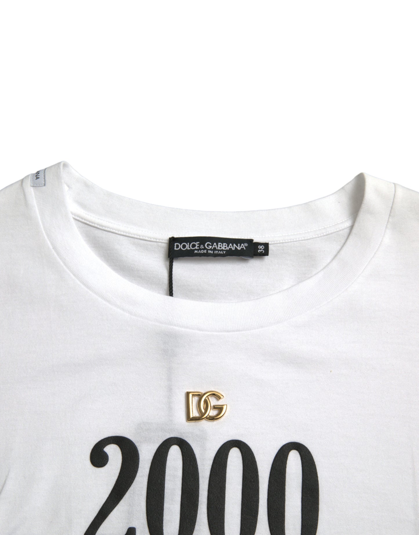 White Slogan Print Lacing Detailed T-shirt-Dolce & Gabbana-LabelTerrace.com