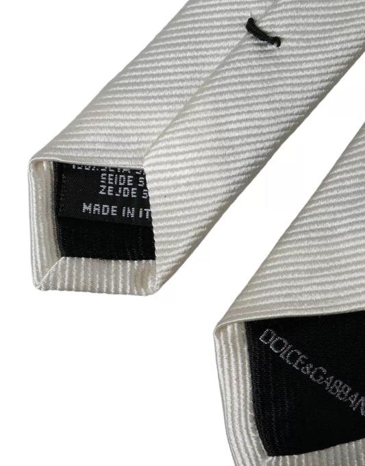 White Solid 100% Silk Adjustable Tie-Dolce & Gabbana-LabelTerrace.com