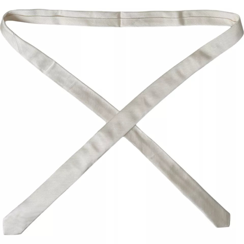 White Solid 100% Silk Adjustable Tie-Dolce & Gabbana-LabelTerrace.com