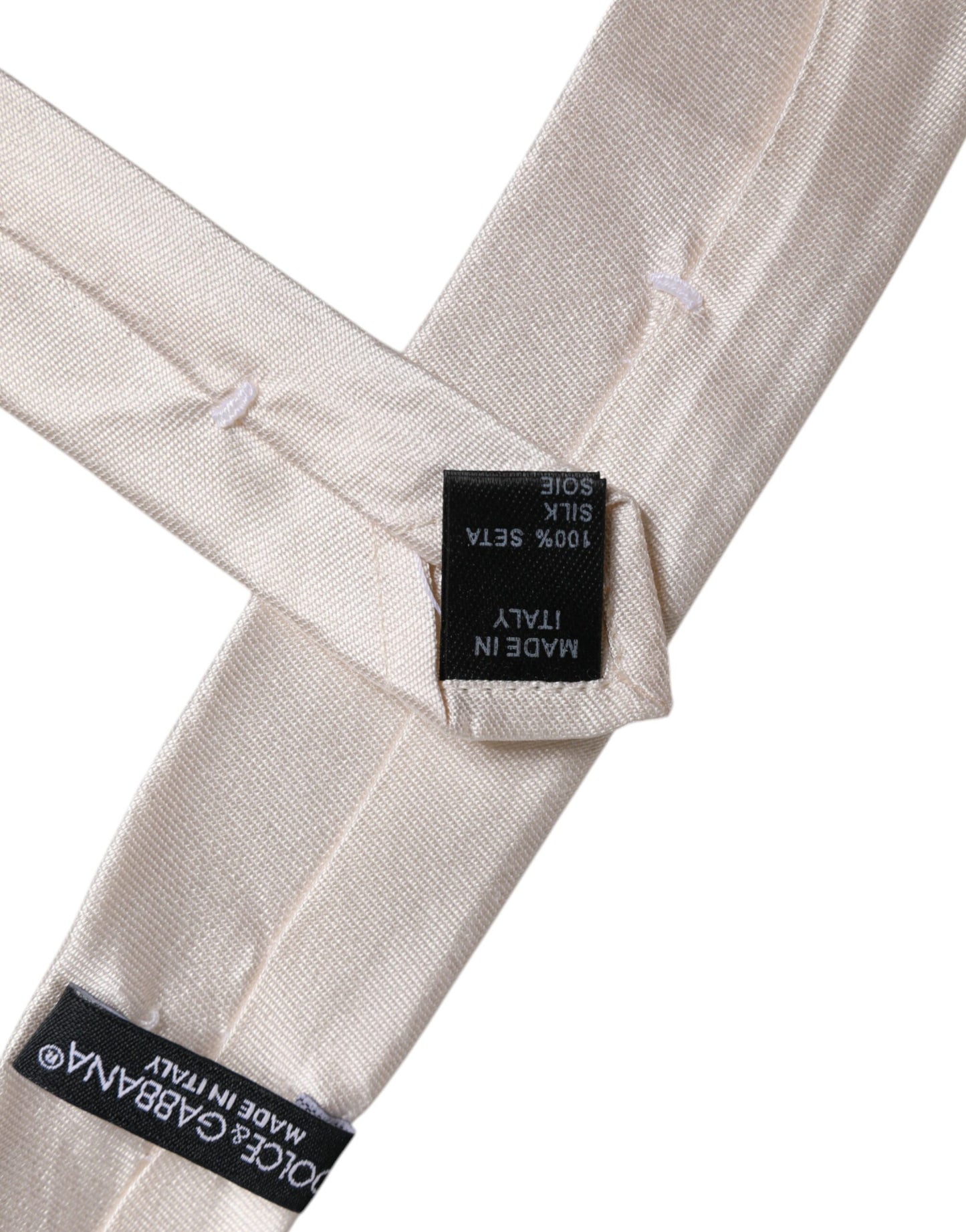 White Solid Silk Adjustable Necktie Tie-Dolce & Gabbana-LabelTerrace.com