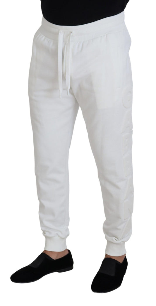 White Sport Logo Cotton Sweatpants Trousers Pants-Dolce & Gabbana-LabelTerrace.com
