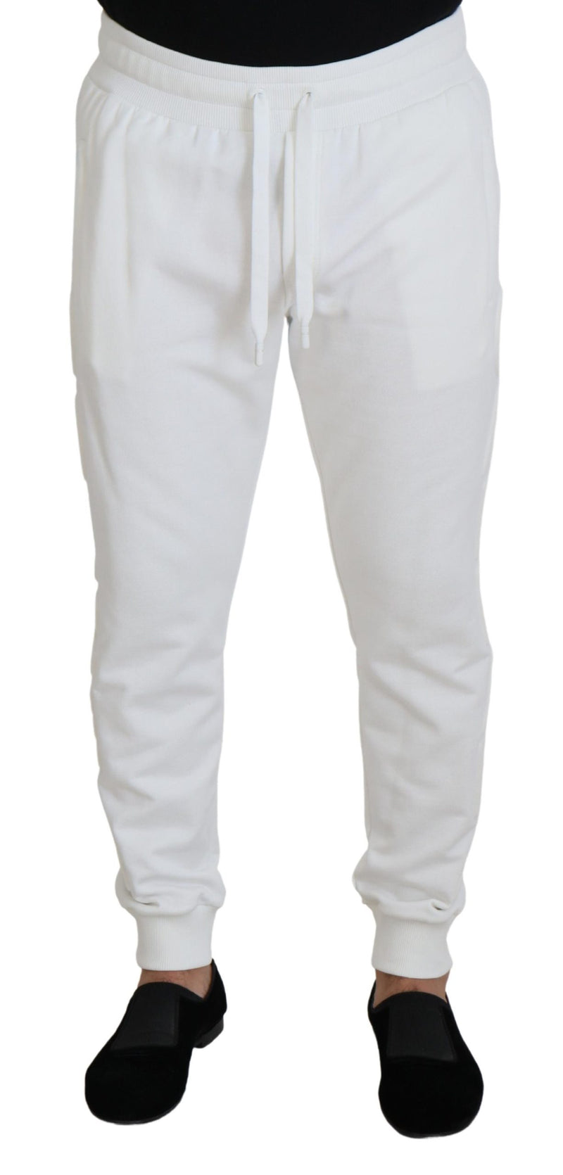 White Sport Logo Cotton Sweatpants Trousers Pants-Dolce & Gabbana-LabelTerrace.com